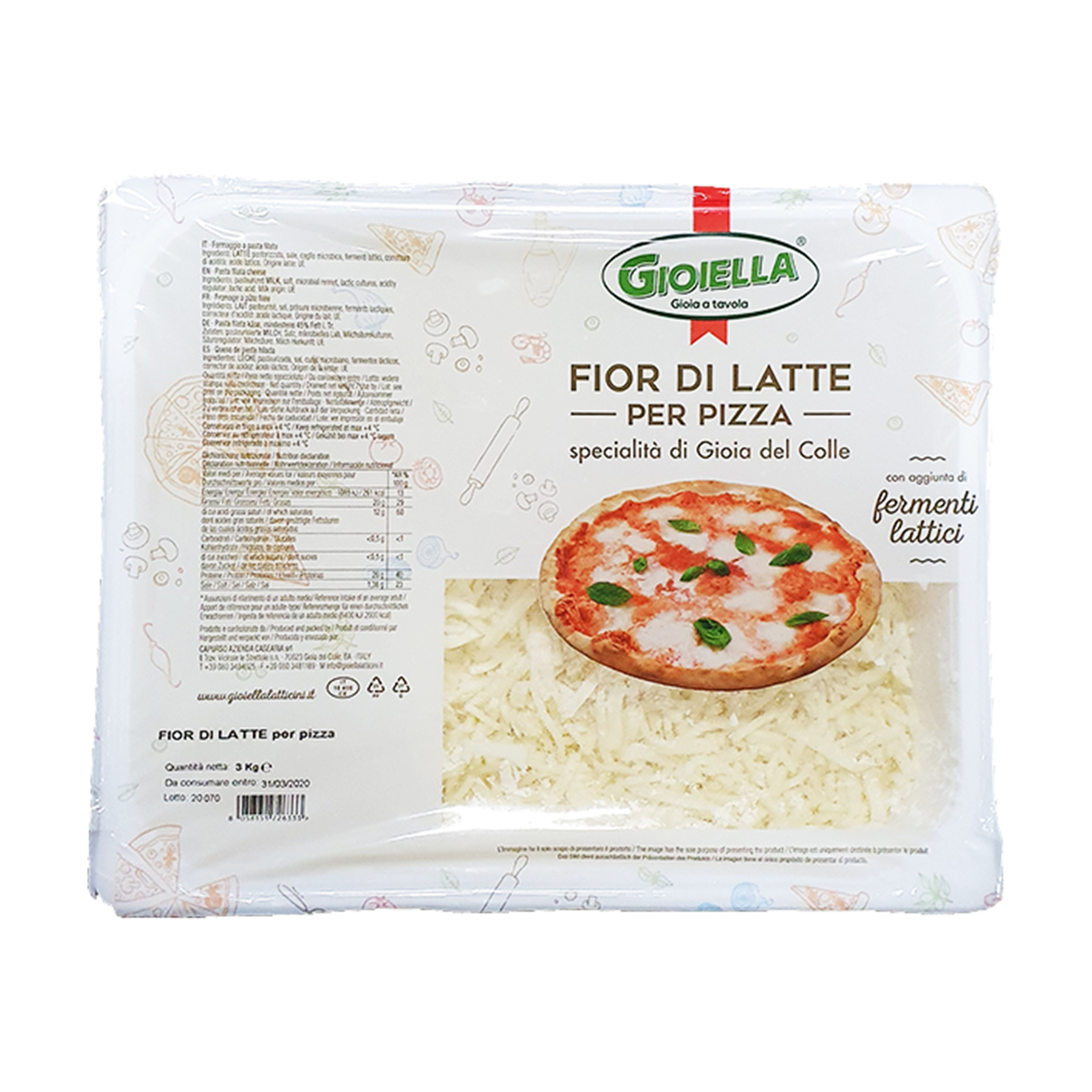 Mozzarella per pizza julienne 3 kg