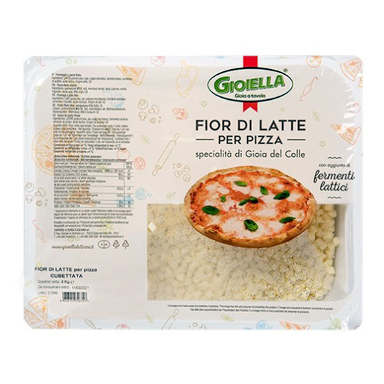 Mozzarella per Pizza Cubettata 3 kg Mozzarella per Pizza Cubettata 3 kg