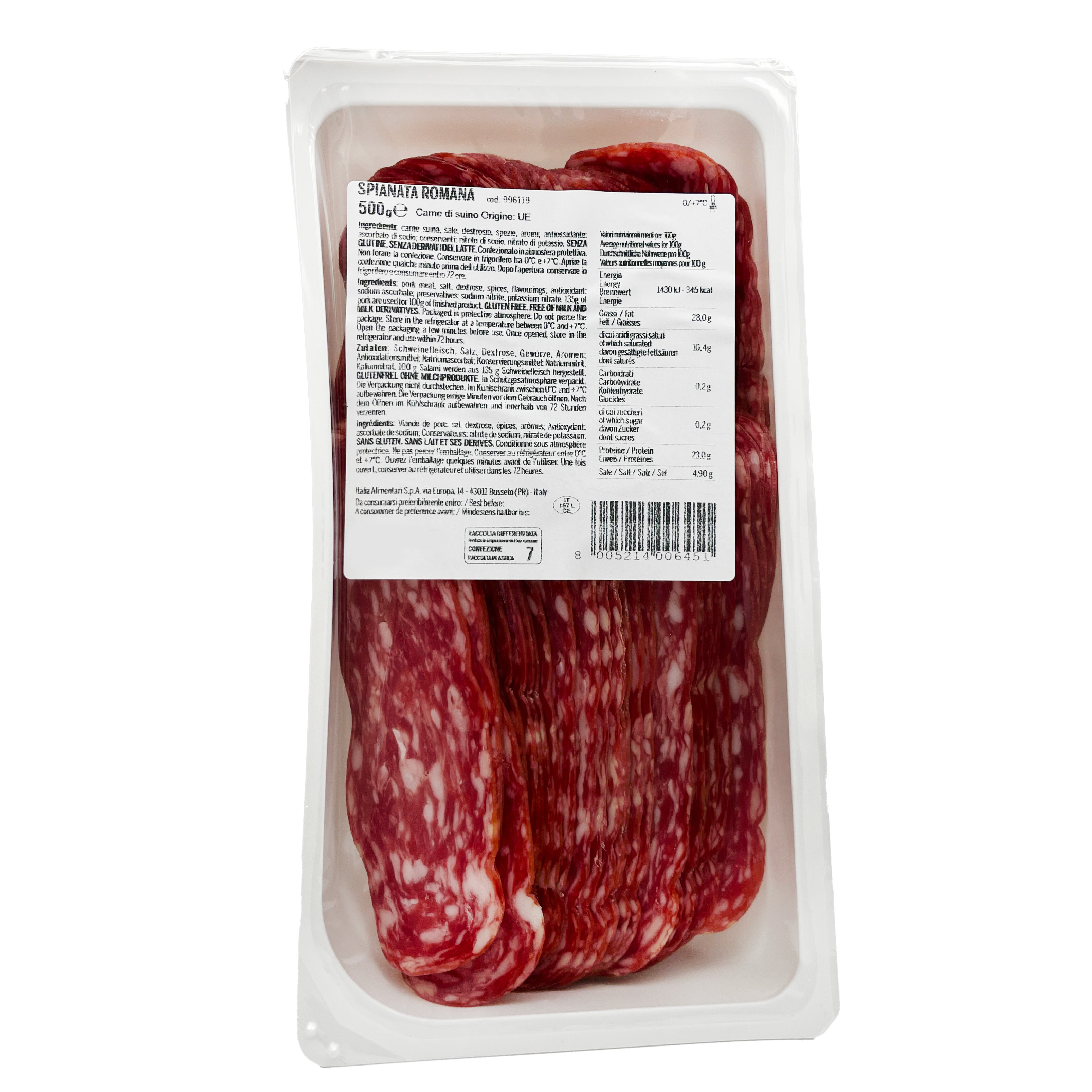 Salame spianata i skiver 500 g