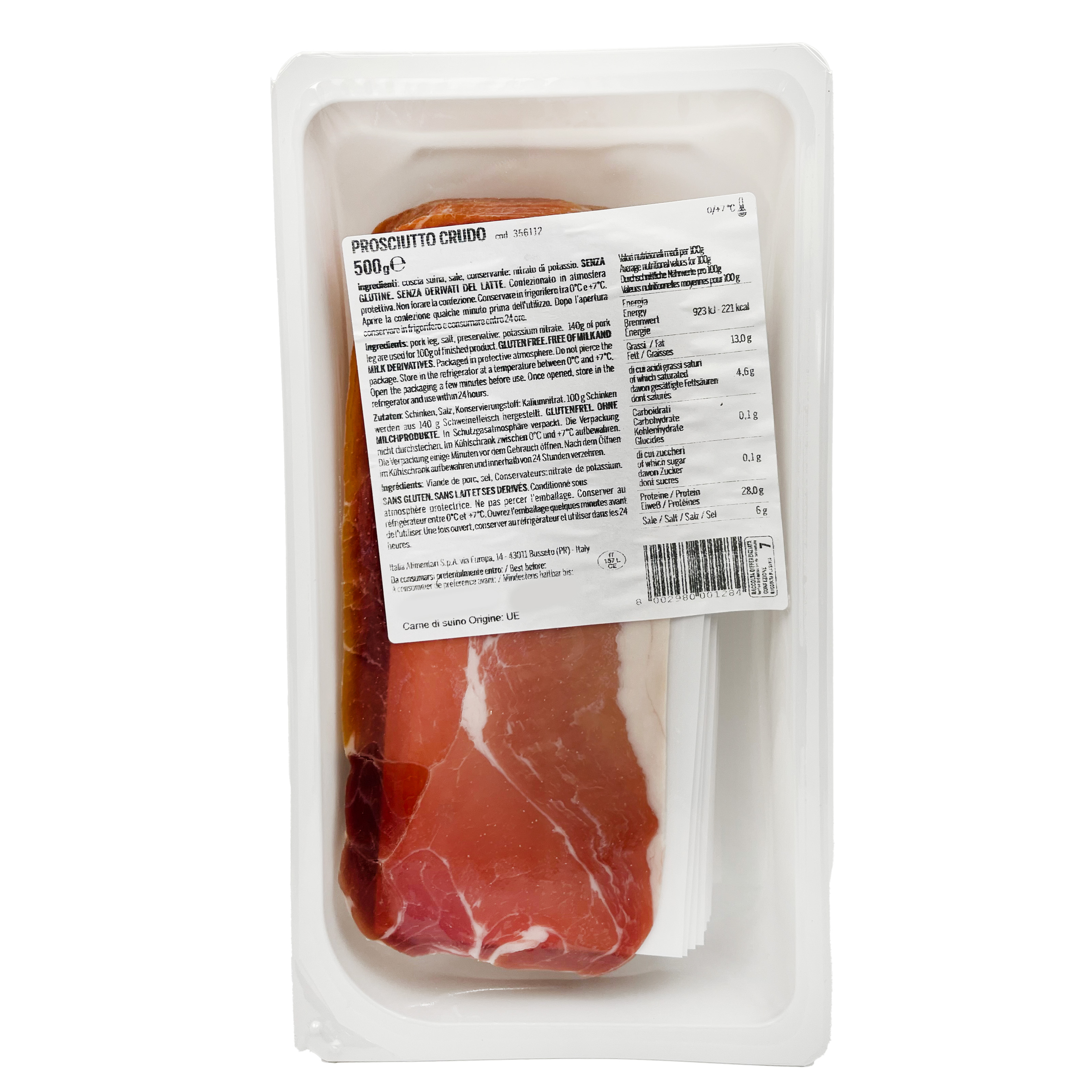 Prosciutto Crudo i skiver 500 g