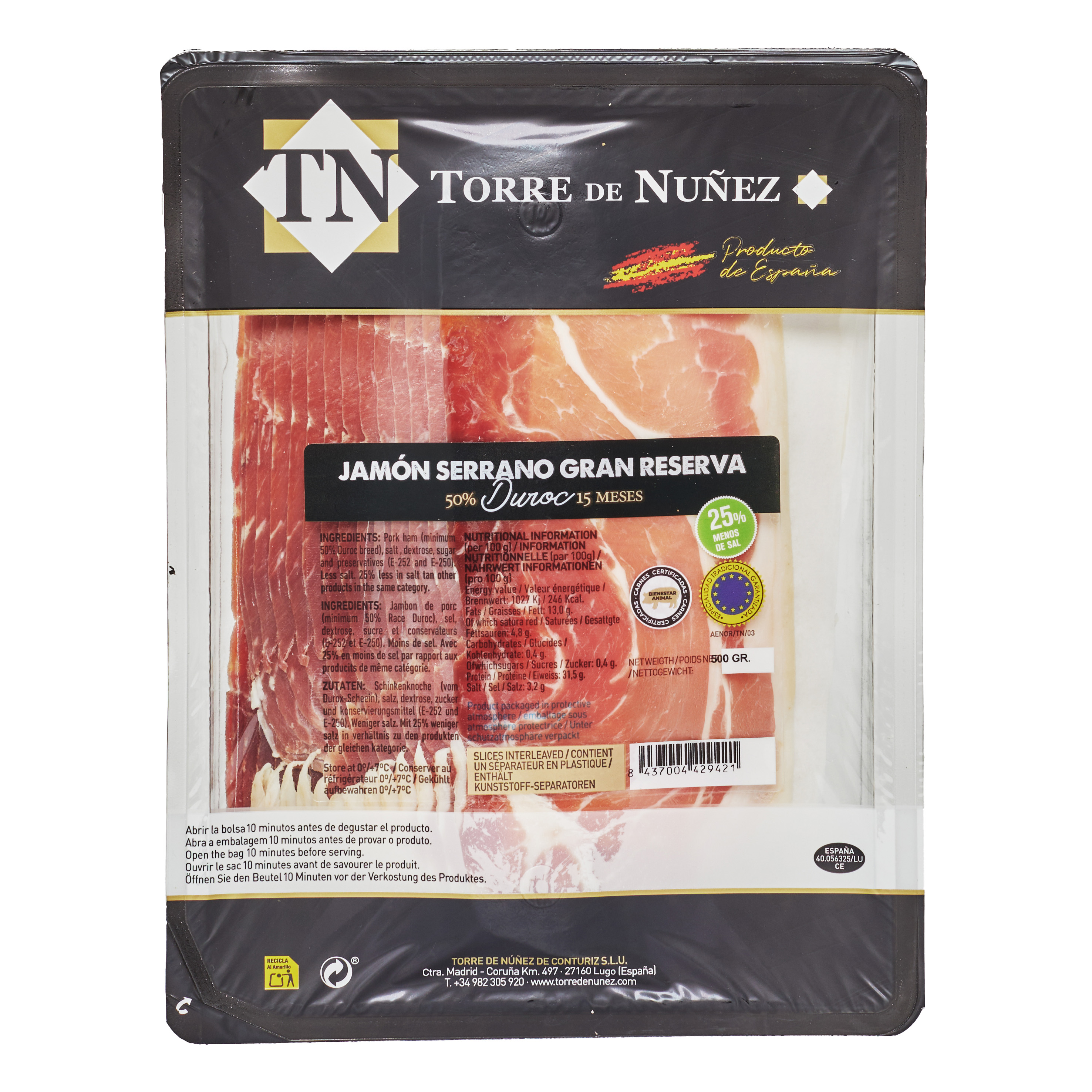 Serrano Duroc 14 mdr. i skiver 500 g