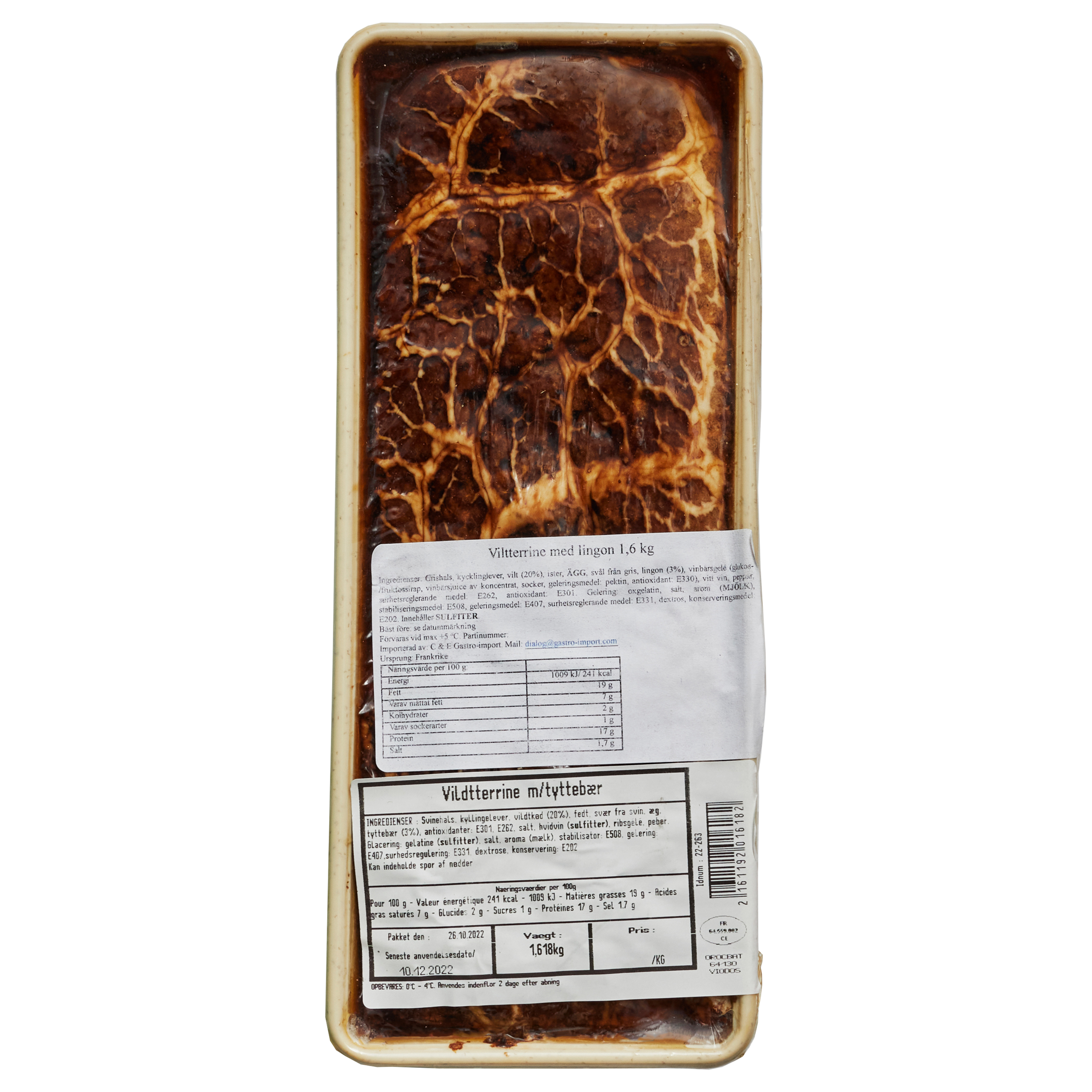 Terrine med vildt og tyttebær 1,6 kg