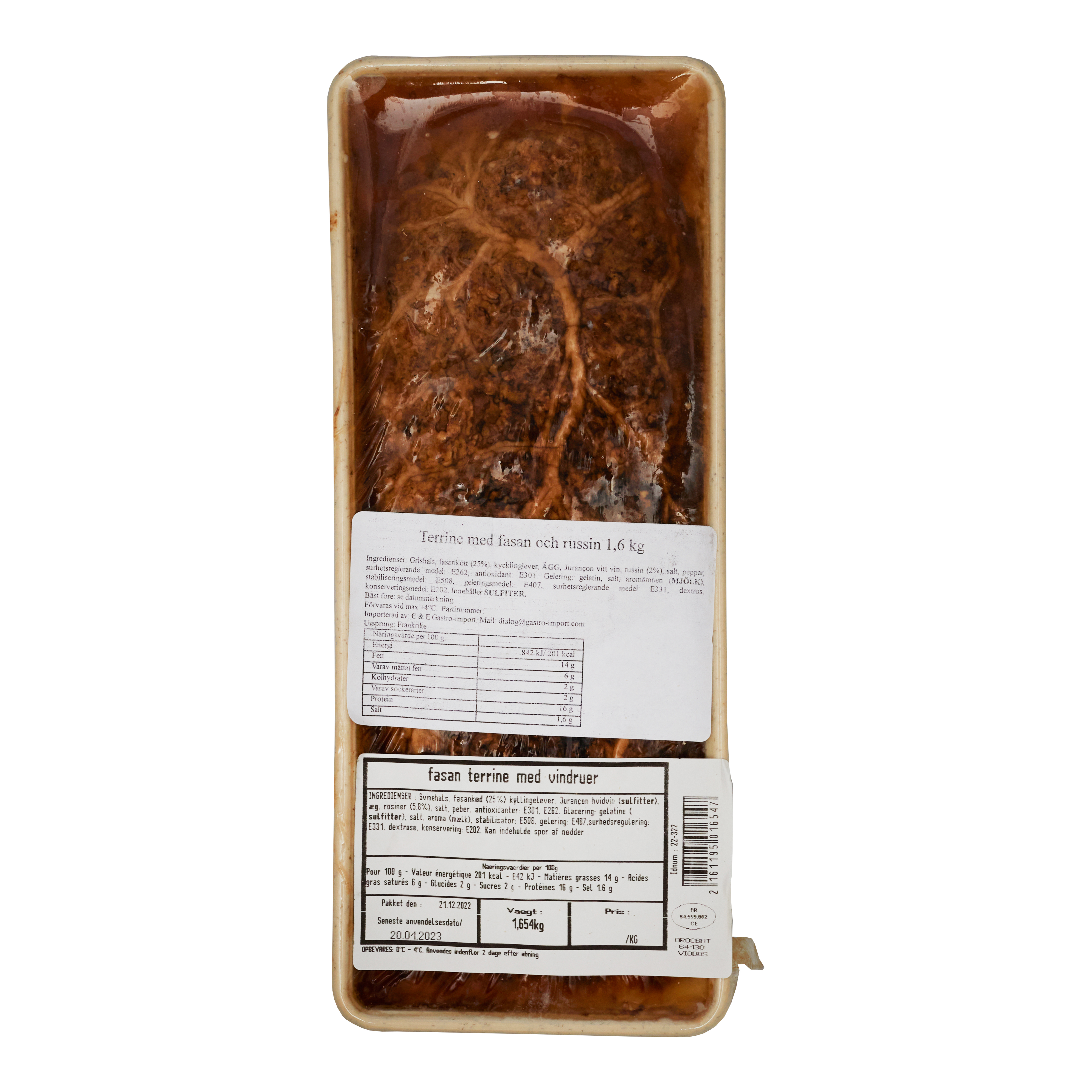 Terrine de faisan aux raisins 1,6 kg
