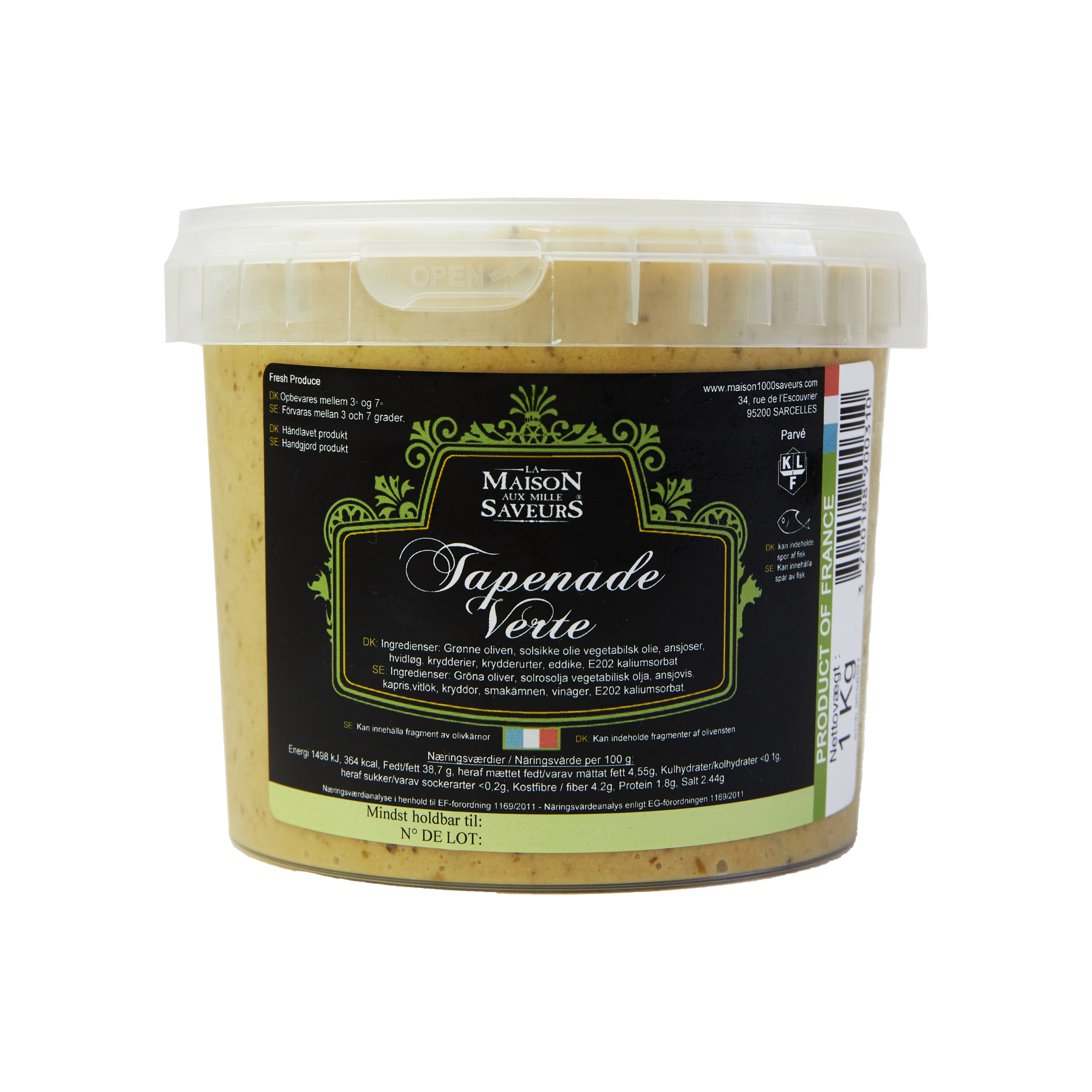 Tapenade af grønne oliven 1 kg